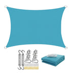 voile d'ombrage rectangulaire ombrela bleu lac sur fond blanc avec son set d'attache